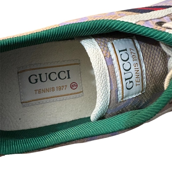 Gucci Z4403 Womens Beige Lilac Canvas Jumbo GG Tennis 1977 Sneakers - 7 - Picture 5 of 8